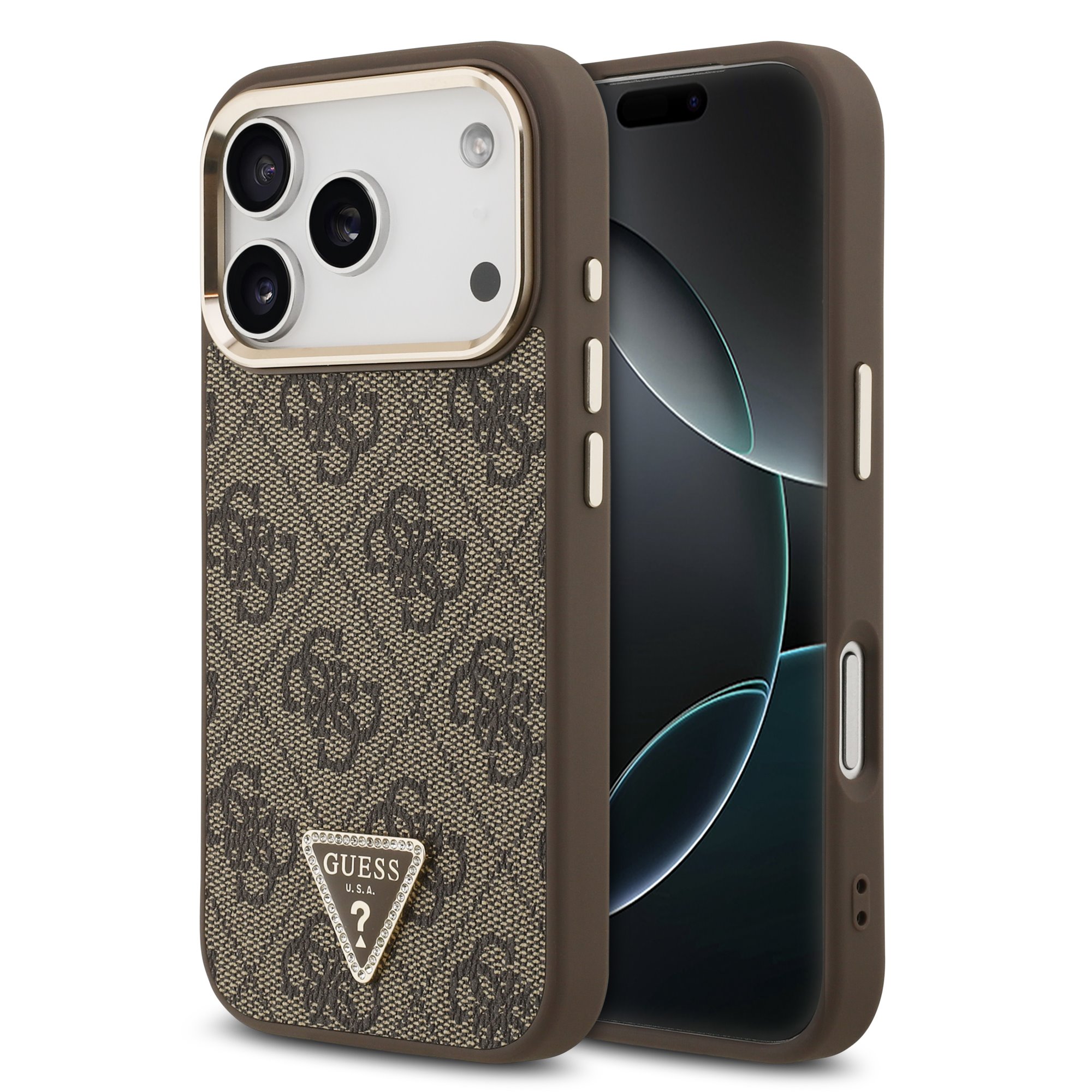Guess 4G Triangle Logo iPhone 17 Pro hoesje met MagSafe – Bruin 1 Guess 4G Triangle Logo iPhone 17 Pro hoesje met MagSafe – Bruin 1