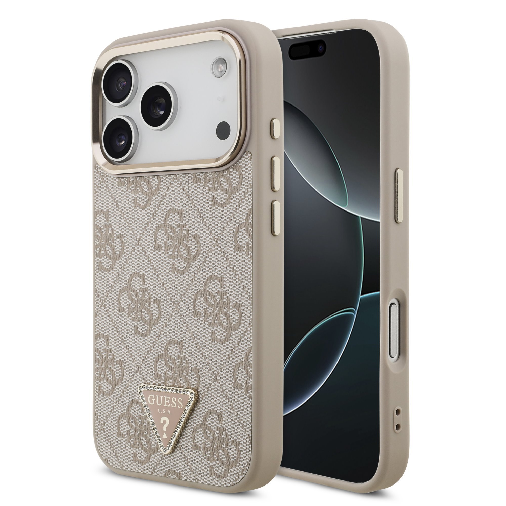Guess 4G Triangle Logo iPhone 17 Pro hoesje met MagSafe – Roze 1 Guess 4G Triangle Logo iPhone 17 Pro hoesje met MagSafe – Roze 1