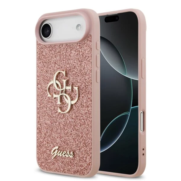 Guess PU Glitter 4G Metal Logo iPhone 17 Air Hoesje - Roze