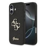Guess PU Glitter 4G Metal Logo iPhone 17 Hoesje - Zwart