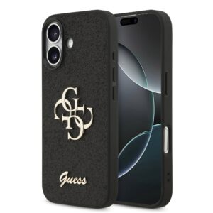Guess PU Glitter 4G Metal Logo iPhone 17 Hoesje – Zwart Main Image
