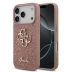 Guess PU Glitter 4G Metal Logo iPhone 17 Pro Hoesje - Roze