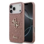 Guess PU Glitter 4G Metal Logo iPhone 17 Pro Max Hoesje - Roze
