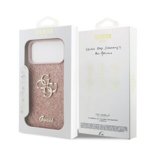 Guess PU Glitter 4G Metal Logo iPhone 17 Pro Max Hoesje – Roze - 6