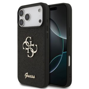 Guess PU Glitter 4G Metal Logo iPhone 17 Pro Max Hoesje – Zwart Main Image