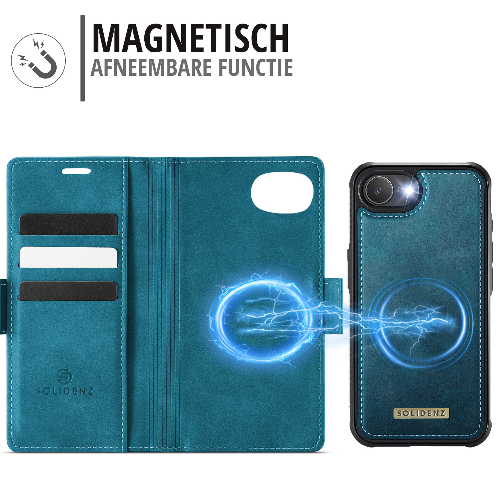 Dux Ducis Magnetische Wallet MagSafe Kaarthouder Kunstleer Blauw
