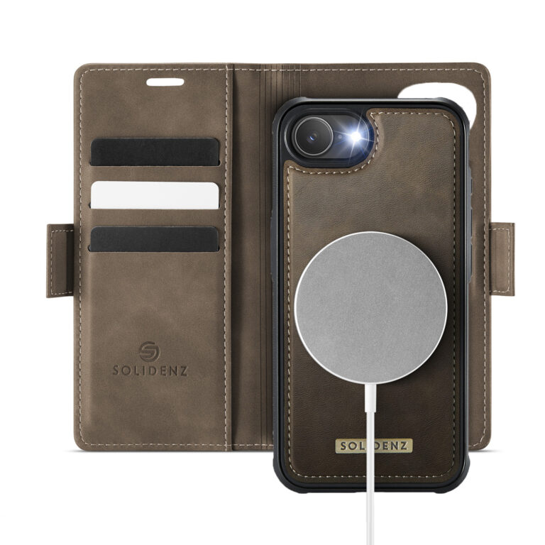 Solidenz 2-in-1 MagSafe Wallet Case voor iPhone 17e / 16e - Bruin