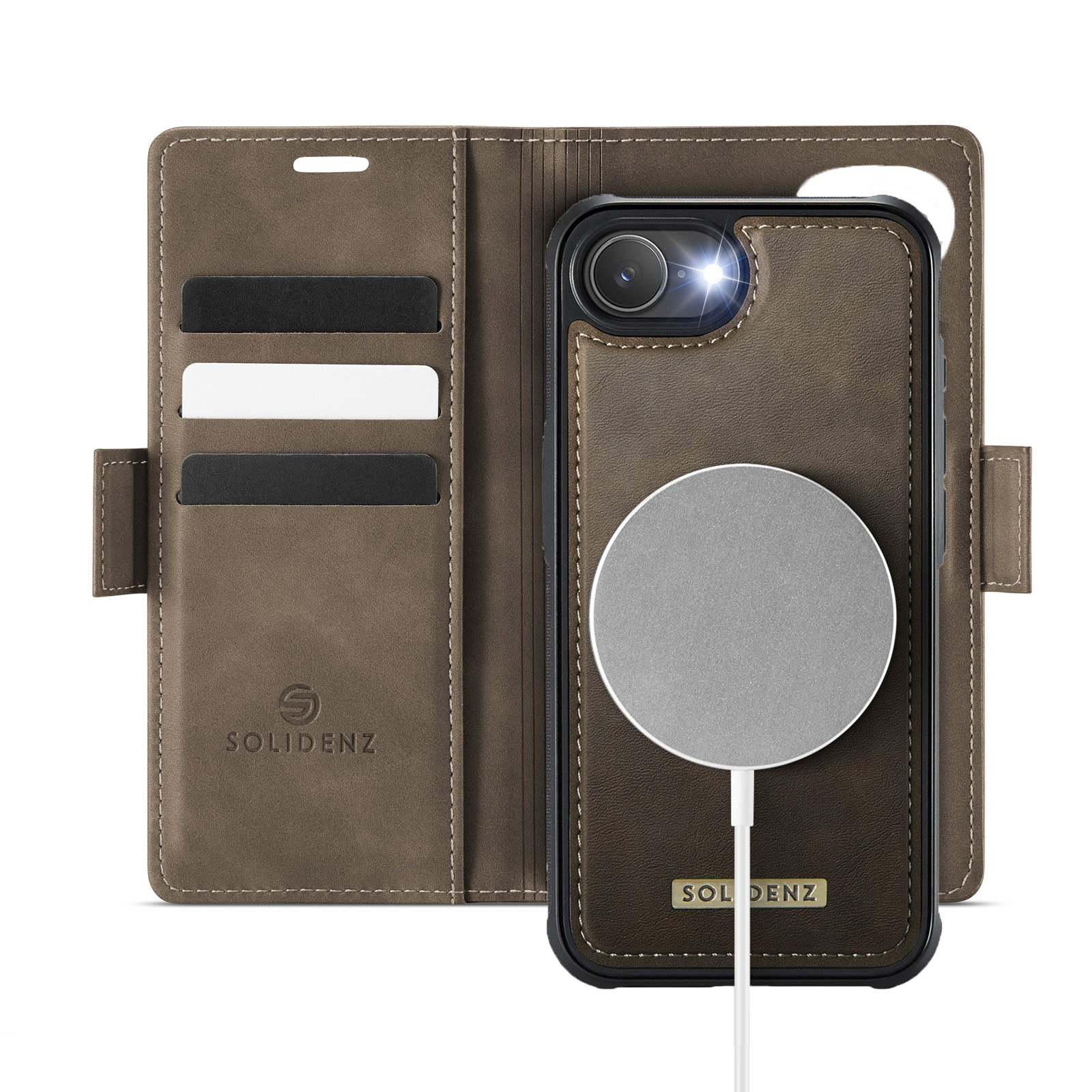 Solidenz 2-in-1 MagSafe Wallet Case voor iPhone 16e – Bruin 1 Solidenz 2-in-1 MagSafe Wallet Case voor iPhone 16e – Bruin 1