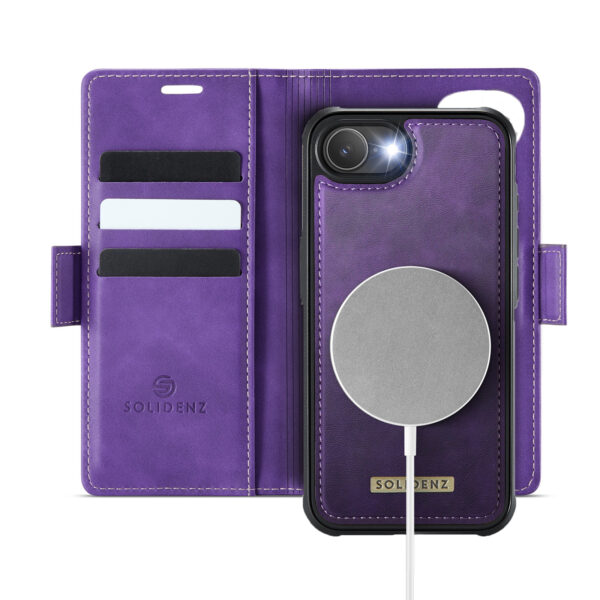Solidenz 2-in-1 MagSafe Wallet Case voor iPhone 16e - Paars