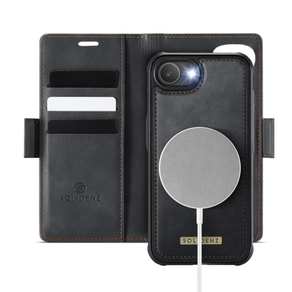 Solidenz 2-in-1 MagSafe Wallet Case voor iPhone 16e - Zwart