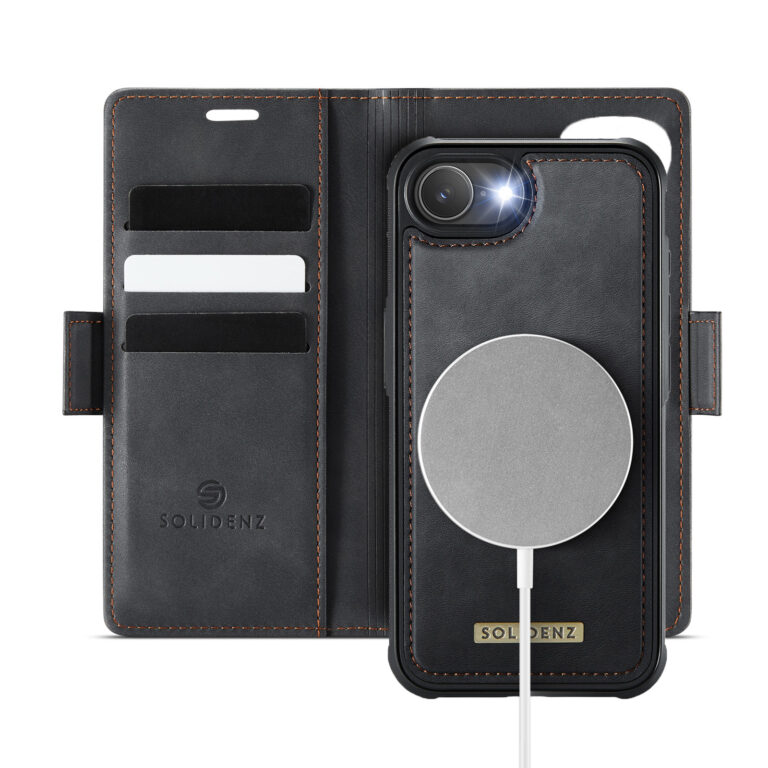 Solidenz 2-in-1 MagSafe Wallet Case voor iPhone 17e / 16e - Zwart