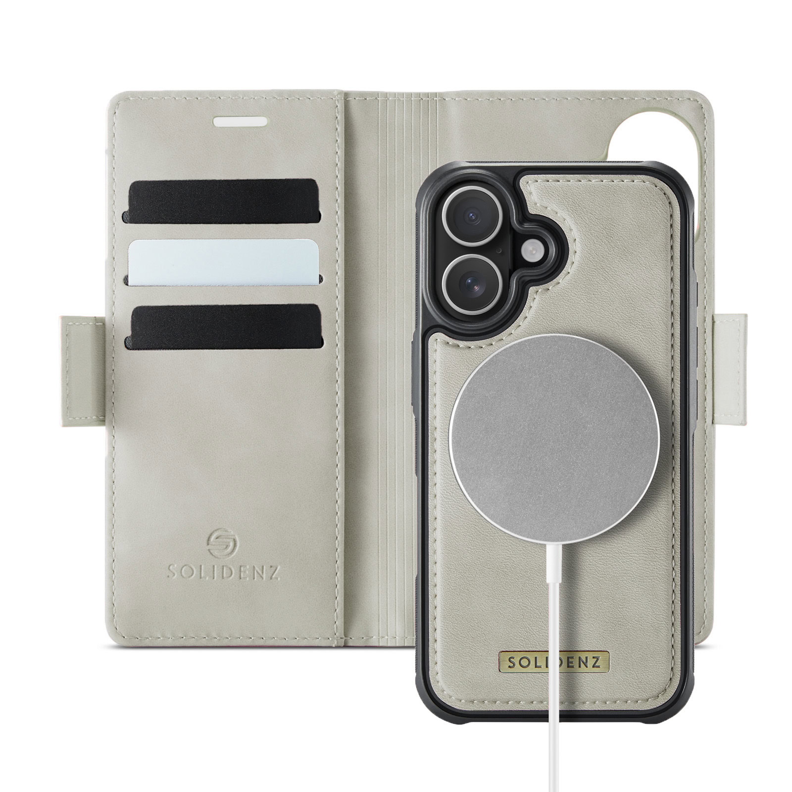 Solidenz 2-in-1 MagSafe Wallet Case voor iPhone 17 – Beige 1