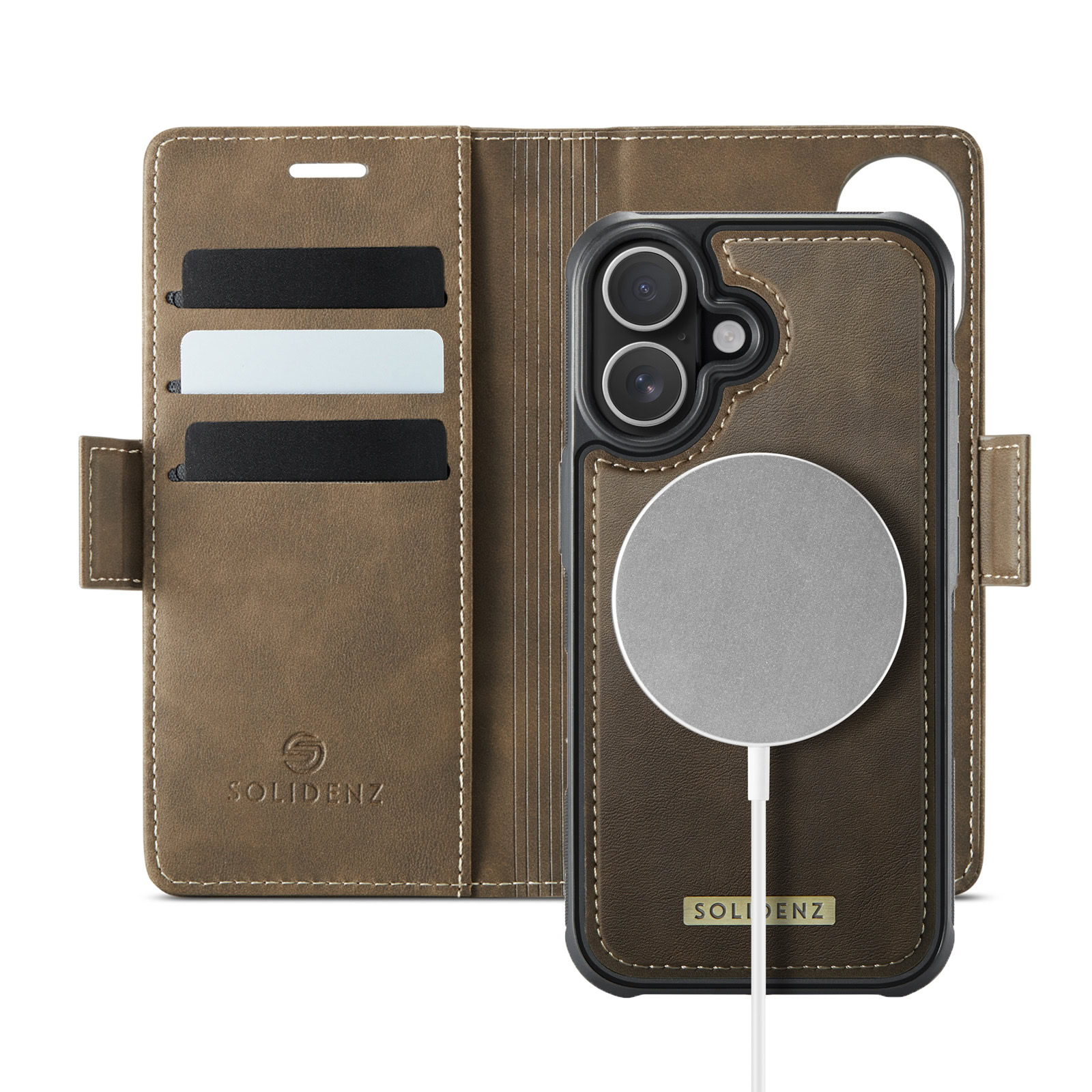 Solidenz 2-in-1 MagSafe Wallet Case voor iPhone 17 – Bruin 1