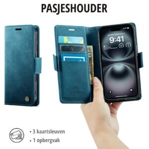 Solidenz 2-in-1 MagSafe Wallet Case voor iPhone 16 – Blauw - 7