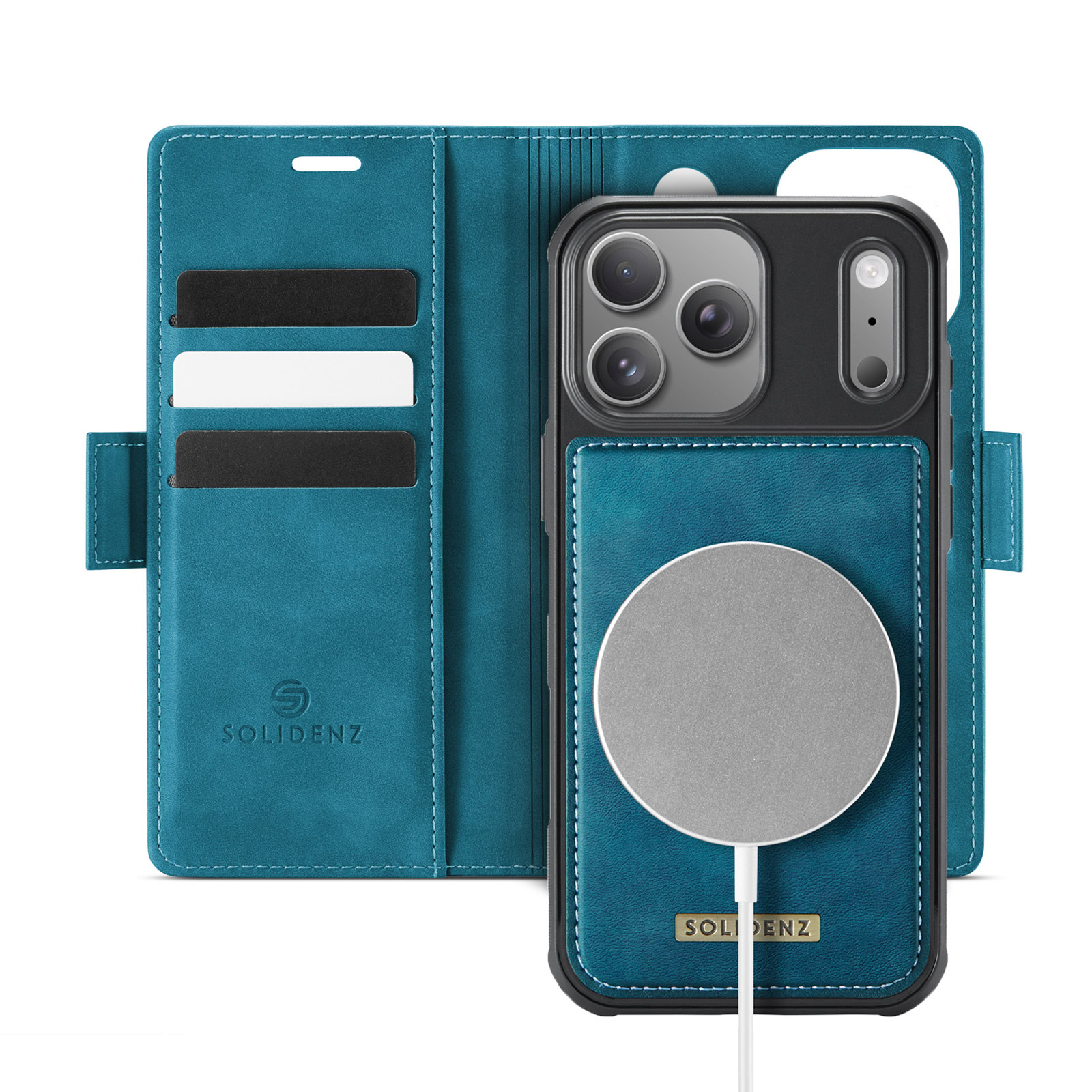 Solidenz 2-in-1 MagSafe Wallet Case voor iPhone 17 Pro – Blauw 1 Solidenz 2-in-1 MagSafe Wallet Case voor iPhone 17 Pro – Blauw 1