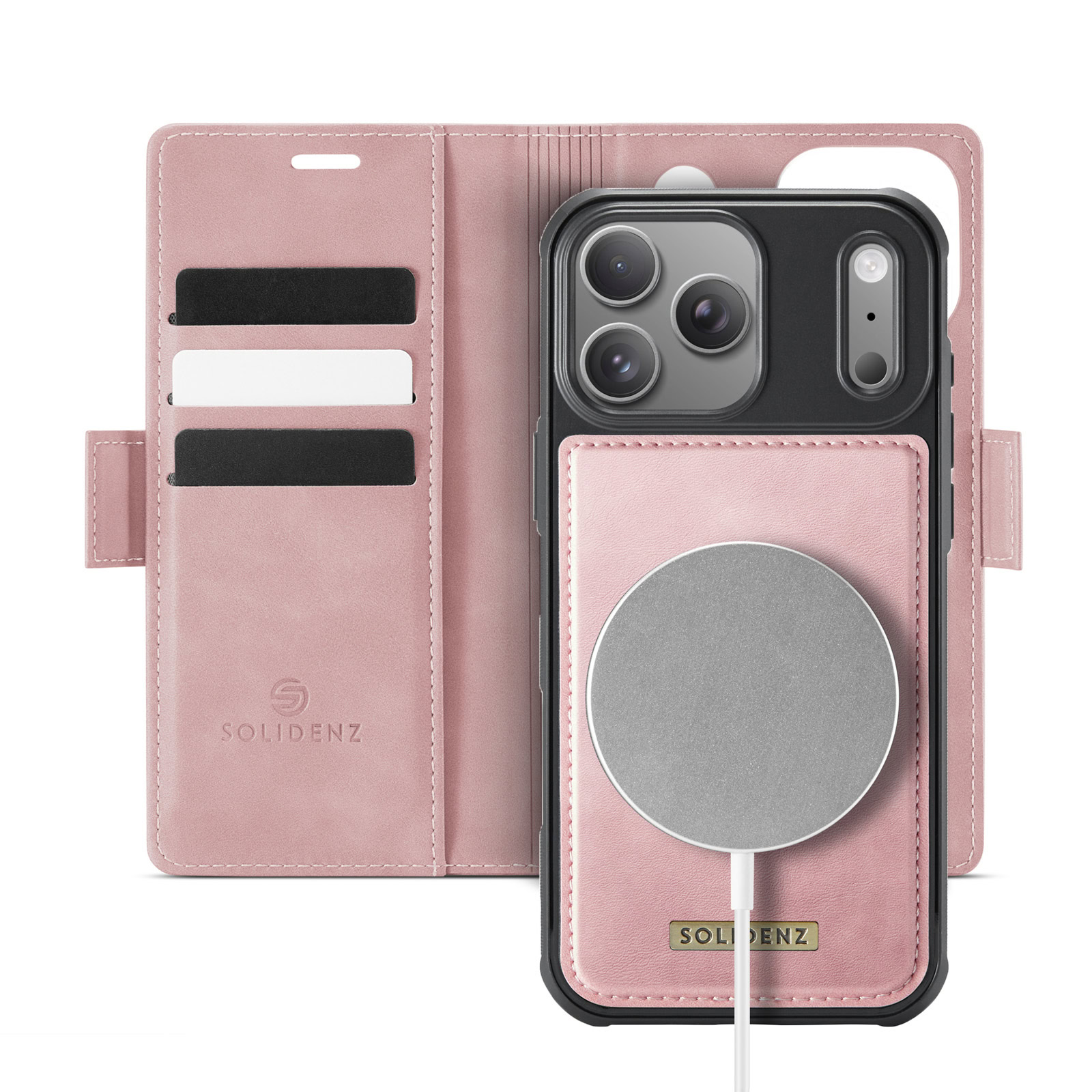 Solidenz 2-in-1 MagSafe Wallet Case voor iPhone 17 Pro – Roze 1 Solidenz 2-in-1 MagSafe Wallet Case voor iPhone 17 Pro – Roze 1