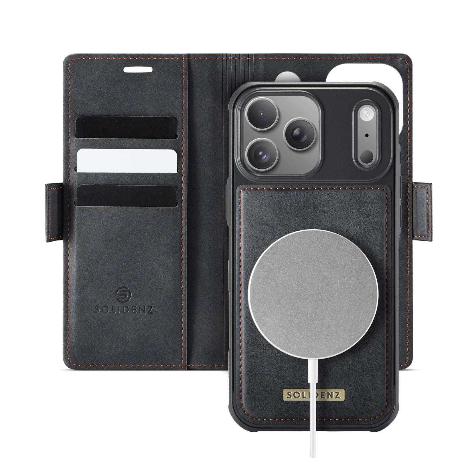 Solidenz 2-in-1 MagSafe Wallet Case voor iPhone 17 Pro – Zwart 1