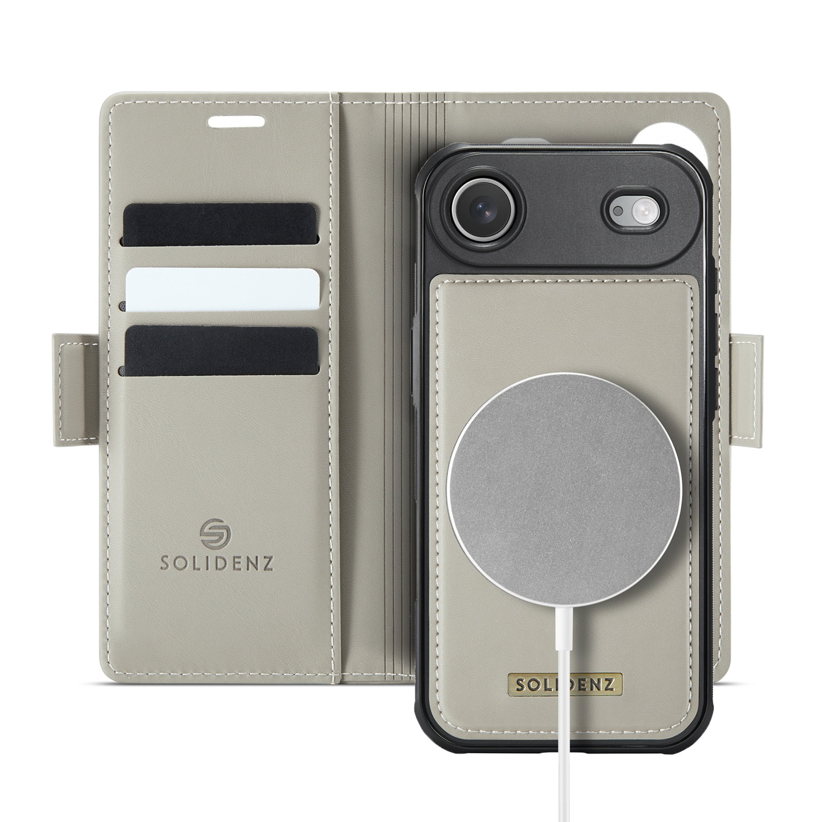 Solidenz 2-in-1 MagSafe Wallet Case voor iPhone Air – Beige 1 Solidenz 2-in-1 MagSafe Wallet Case voor iPhone Air – Beige 1