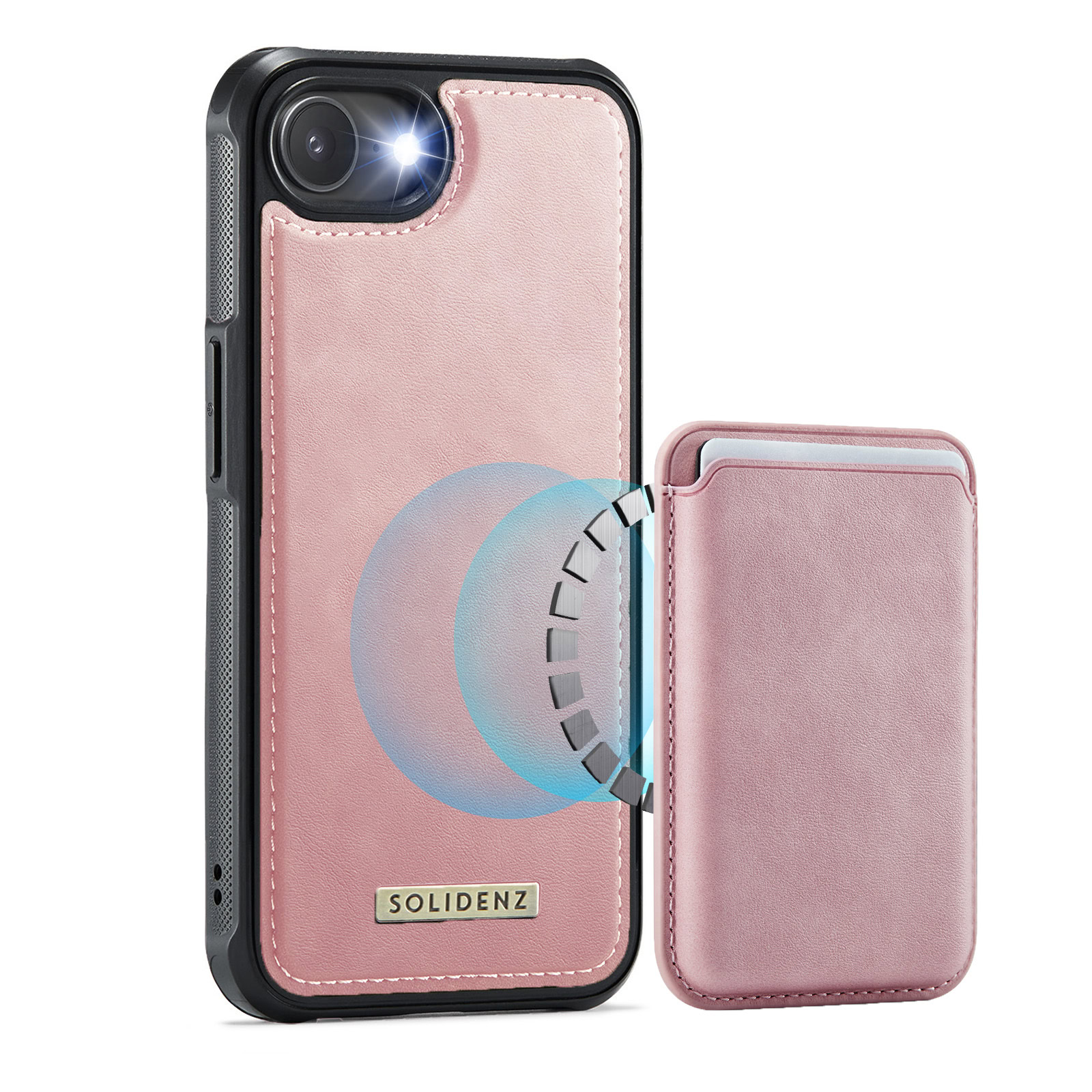 Solidenz MagSafe Wallet Backcover voor iPhone 16e – Roze 1 Solidenz MagSafe Wallet Backcover voor iPhone 16e – Roze 1