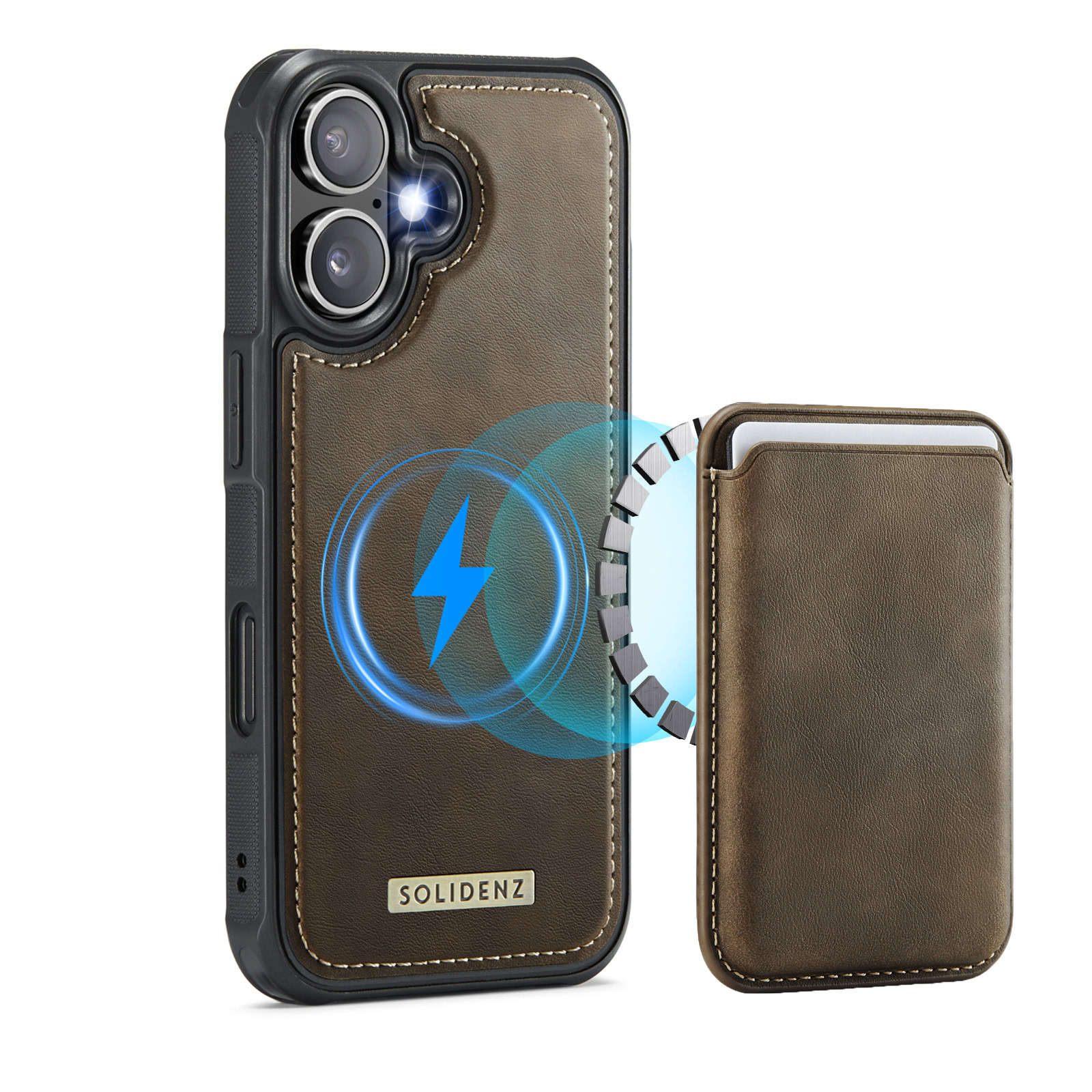 Solidenz MagSafe Wallet Backcover voor iPhone 17 – Bruin 1 Solidenz MagSafe Wallet Backcover voor iPhone 17 – Bruin 1