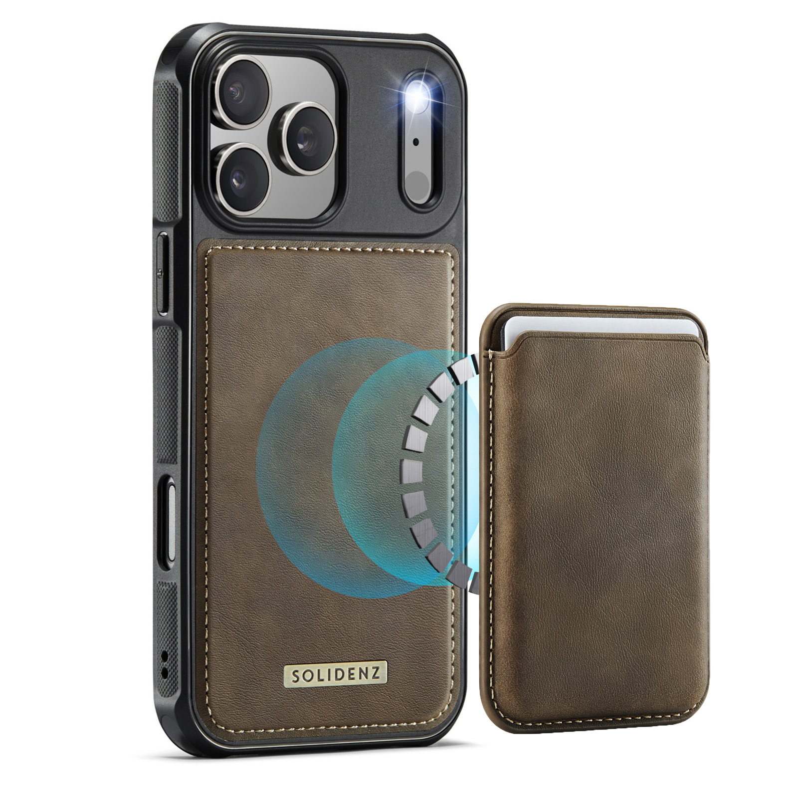 Solidenz MagSafe Wallet Backcover voor iPhone 17 Pro – Bruin 1