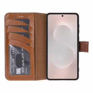 Solidenz Moda Book Samsung Galaxy S25 Edge echt leren hoesje – Bruin - 2