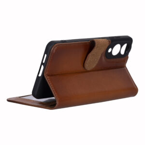 Solidenz Moda Book Samsung Galaxy S25 Edge echt leren hoesje – Bruin - 3