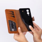 Solidenz Moda Book Samsung Galaxy S25 Edge echt leren hoesje – Bruin - 4