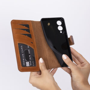 Solidenz Moda Book Samsung Galaxy S25 Edge echt leren hoesje – Bruin - 4