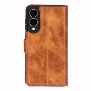 Solidenz Moda Book Samsung Galaxy S25 Edge echt leren hoesje – Lichtbruin - 1