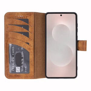 Solidenz Moda Book Samsung Galaxy S25 Edge echt leren hoesje – Lichtbruin - 2