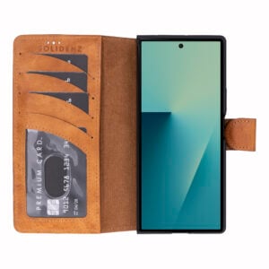Solidenz Moda Book Samsung Galaxy Z Fold 7 echt leren hoesje – Lichtbruin - 2