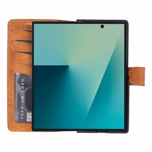Solidenz Moda Book Samsung Galaxy Z Fold 7 echt leren hoesje – Lichtbruin - 3