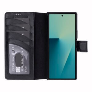 Solidenz Moda Book Samsung Galaxy Z Fold 7 echt leren hoesje – Zwart - 2