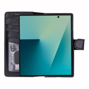 Solidenz Moda Book Samsung Galaxy Z Fold 7 echt leren hoesje – Zwart - 3