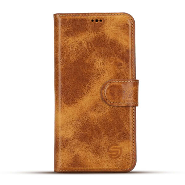 Solidenz Moda Book iPhone 17 echt leren hoesje - Lichtbruin