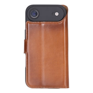 Solidenz Moda Book iPhone 17 Air echt leren hoesje – Bruin - 1
