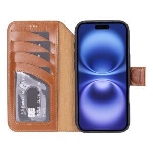 Solidenz Moda Book iPhone 17 Air echt leren hoesje – Bruin - 2