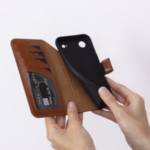 Solidenz Moda Book iPhone 17 Air echt leren hoesje – Bruin - 4