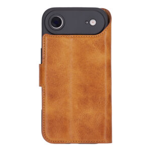 Solidenz Moda Book iPhone 17 Air echt leren hoesje – Lichtbruin - 1