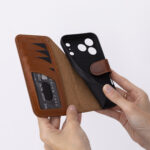 Solidenz Moda Book iPhone 17 Pro echt leren hoesje – Bruin - 4