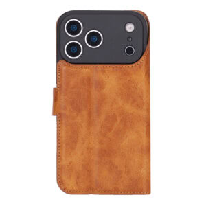 Solidenz Moda Book iPhone 17 Pro echt leren hoesje – Lichtbruin - 1