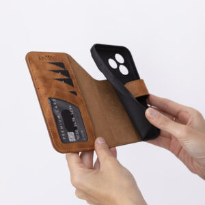 Solidenz Moda Book iPhone 17 Pro echt leren hoesje – Lichtbruin - 4