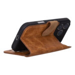 Solidenz Moda Book iPhone 17 Pro echt leren hoesje – Lichtbruin - 5