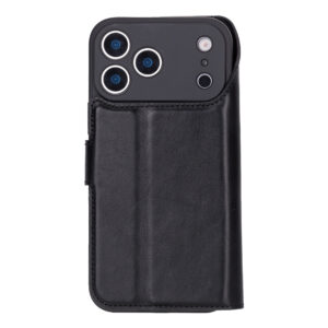 Solidenz Moda Book iPhone 17 Pro Max echt leren hoesje – Zwart - 1