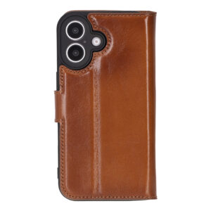 Solidenz Moda Book iPhone 17 echt leren hoesje – Bruin - 1