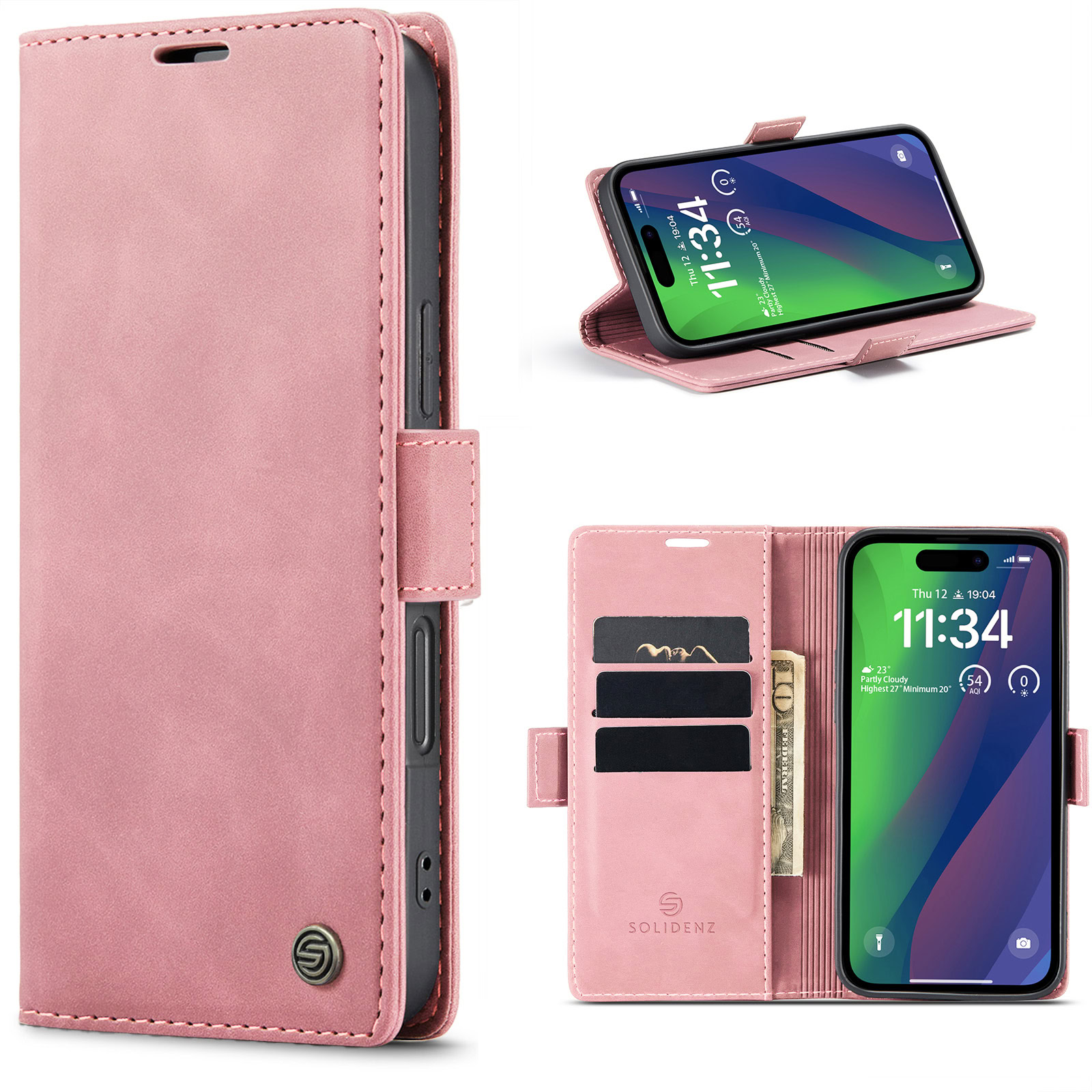 Solidenz Urban Book iPhone 17 Air hoesje – Roze 1
