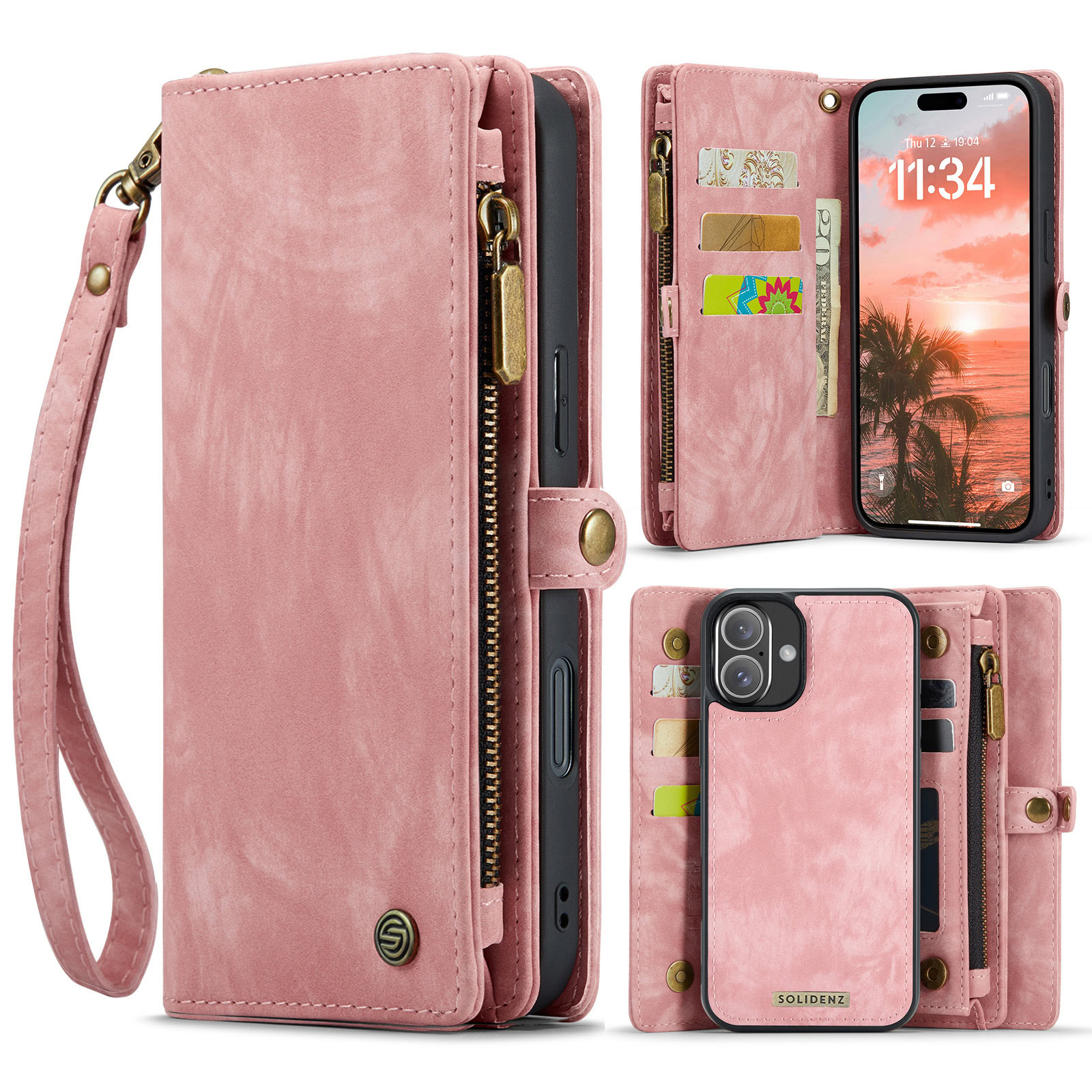 Solidenz Urban Wallet iPhone 17 hoesje – Roze 1