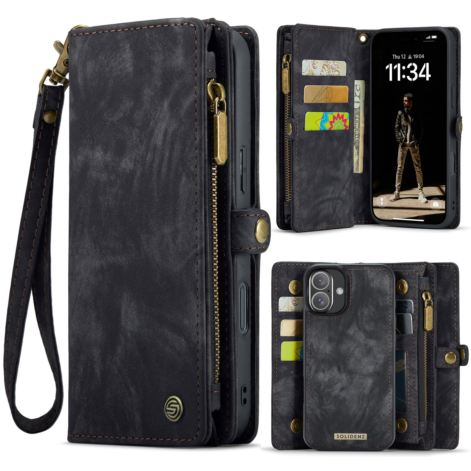 Solidenz Urban Wallet iPhone 17 hoesje – Zwart 1 Solidenz Urban Wallet iPhone 17 hoesje – Zwart 1