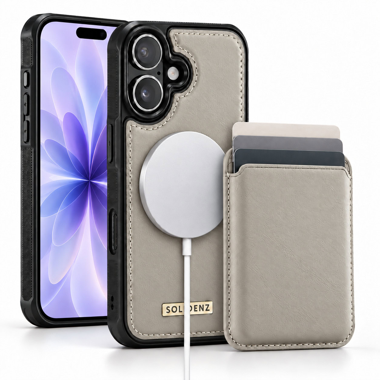 Solidenz MagSafe Wallet Backcover voor iPhone 17 - Beige